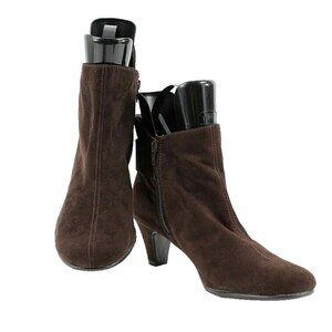 Aerosoles 10M Brown Mid Heel Inside Zip Vegan Suede Ankle Boot